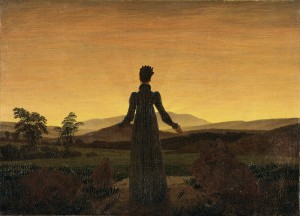 "Mulher ante o sol poente" (1818), de Caspar David Friedrich